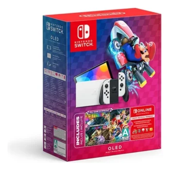 Nintendo Switch OLED Blanca con Mario Kart 8 y Nintendo Switch Online